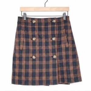 Madewell Plaid Double-Breasted Mini Skirt Size XS